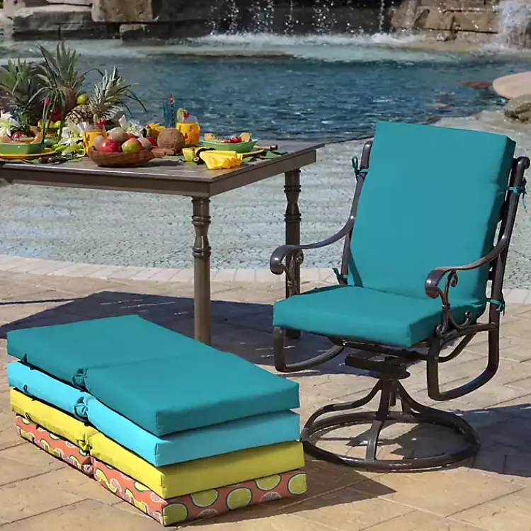 Kirklands Home Outdoor Cushions & Pillows|Lake Leala Luxe Outdoor Dining Chair Cushion Blue