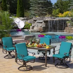 Kirklands Home Outdoor Cushions & Pillows|Lake Leala Luxe Outdoor Dining Chair Cushion Blue