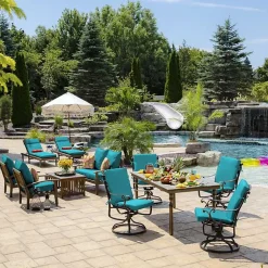 Kirklands Home Outdoor Cushions & Pillows|Lake Leala Luxe Outdoor Dining Chair Cushion Blue