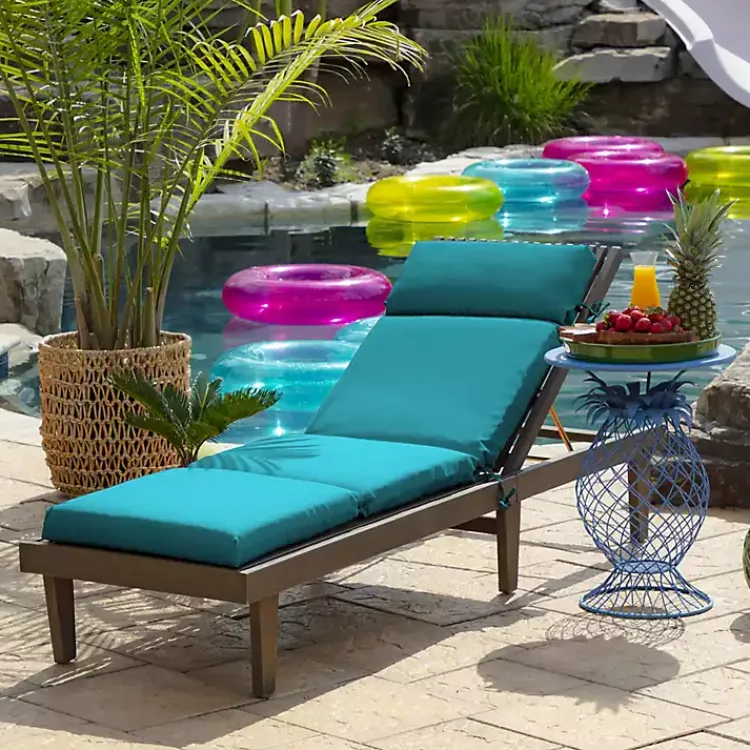 Kirklands Home Outdoor Cushions & Pillows|Lake Leala Outdoor Chaise Cushion Blue