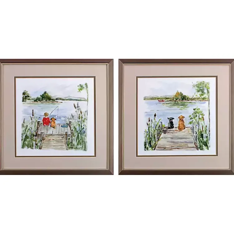 Kirklands Home Framed Art|Lake Dock Framed Art Prints, Set of 2 Multi
