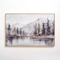 Kirklands Home Canvas Art|Lakeside Trees Framed Canvas Art Print Gray