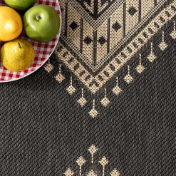 Kirklands Home Outdoor Rugs|Landy Dark Gray Aztec Outdoor Rug, 8x10