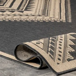 Kirklands Home Outdoor Rugs|Landy Dark Gray Aztec Outdoor Rug, 8x10