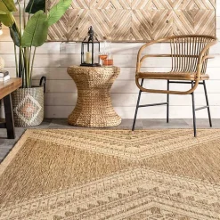 Kirklands Home Outdoor Rugs|Landy Aztec Outdoor Rug, 5x8 Tan