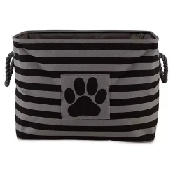 Online Large Black Paw Print Striped Pet Basket Baskets & Boxes