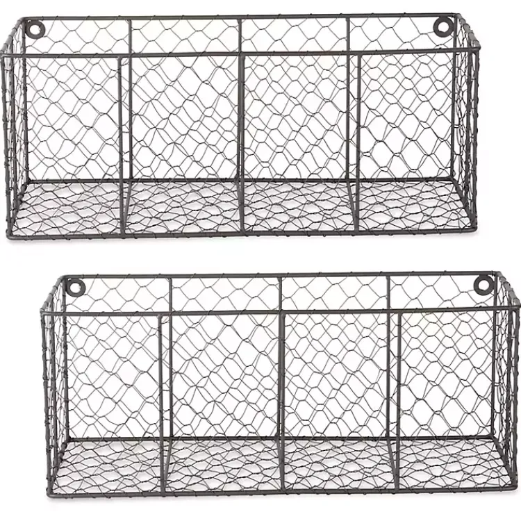 Kirklands Home Wall Storage|Large Wall Hanging Chicken Wire Baskets, Set of 2