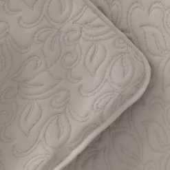 Kirklands Home Quilts|Latte Floral Stitch 3-pc. Queen Quilt Set Tan