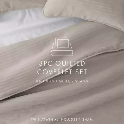 Kirklands Home Quilts|Latte Stitched Stripes 2-pc. Twin Quilt Set Gray
