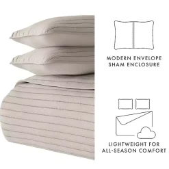 Kirklands Home Quilts|Latte Stitched Stripes 3-pc. Queen Quilt Set Tan