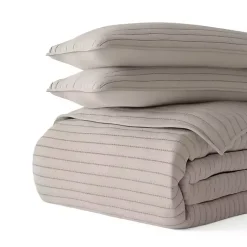 Kirklands Home Quilts|Latte Stitched Stripes 3-pc. King Quilt Set Tan