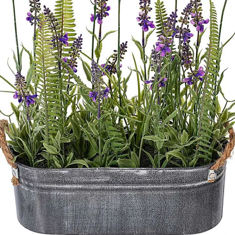 Sale Lavender and Fern Arrangement in Iron Pot, 16 in. Arrangements & Greenery