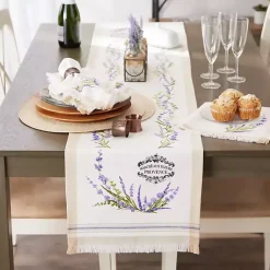 Kirklands Home Table Linens|Lavender Garland Cotton Table Runner