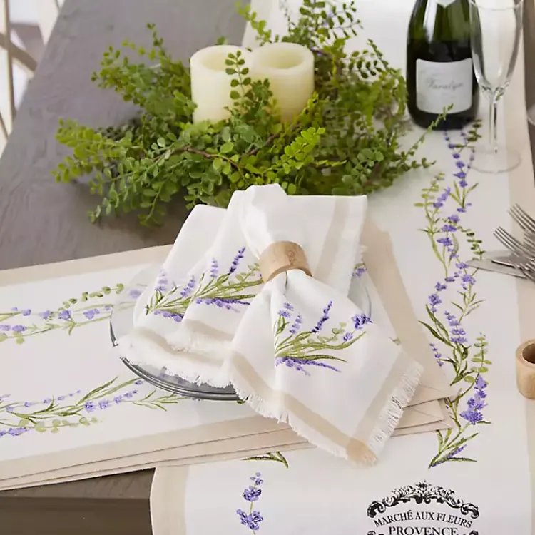 Kirklands Home Table Linens|Lavender Sprigs Cotton Napkins, Set of 4