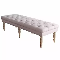 Kirklands Home Benches & Ottomans|Layla Natural Button Tufted Bench Tan