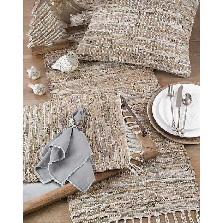 Kirklands Home Table Linens|Leather and Cotton Chindi Placemats, Set of 4 Tan