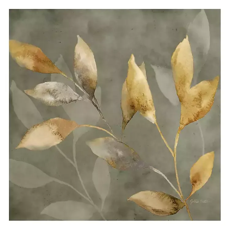 Kirklands Home Canvas Art|Leaves on Gray Giclee Canvas Art Print