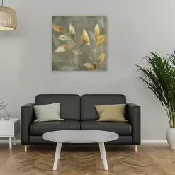 Kirklands Home Canvas Art|Leaves on Gray Giclee Canvas Art Print