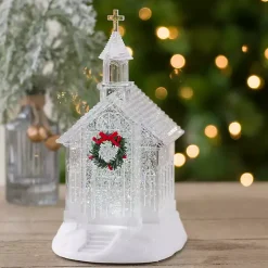 Outlet LED Clear Glitter Church Snow Globe Christmas Decorations