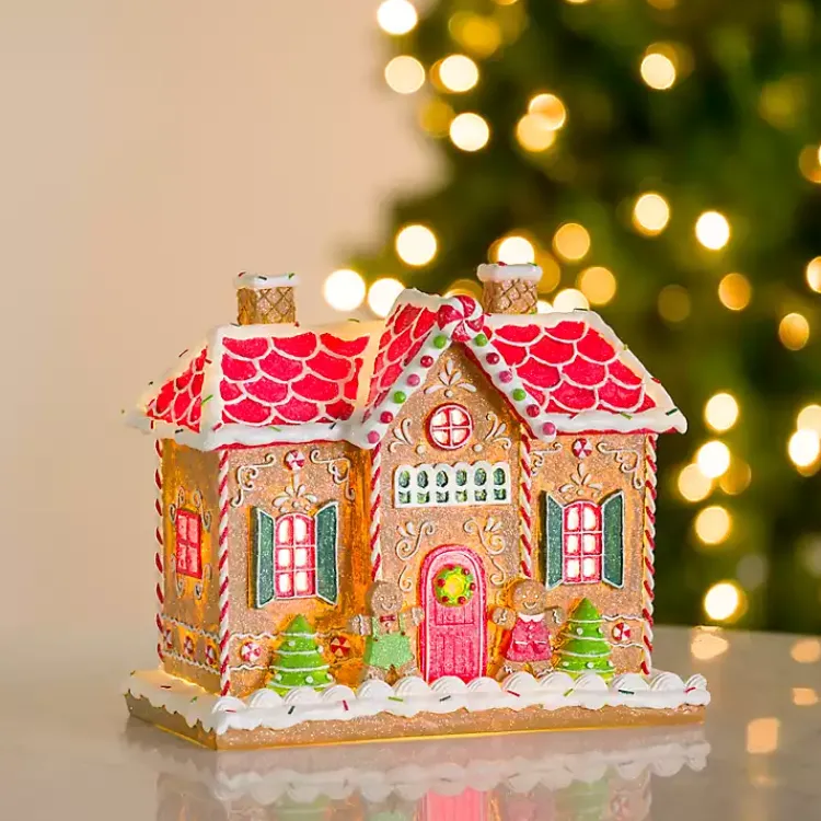 Hot LED Gingerbread House Statue, 10 in. Christmas Decorations