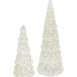 Outlet LED Glass Cone Snowy Trees, Set of 2 Christmas Decorations