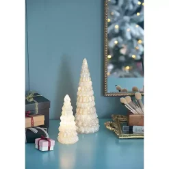 Outlet LED Glass Cone Snowy Trees, Set of 2 Christmas Decorations