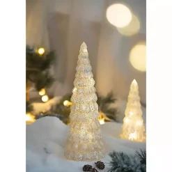 Outlet LED Glass Cone Snowy Trees, Set of 2 Christmas Decorations