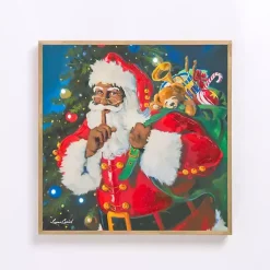 New LED Jolly Santa with Toy Bag Framed Art Print Christmas Art & Wall Decor