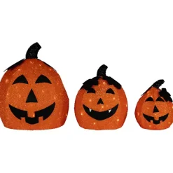 Outlet LED Jack O Lanterns Outdoor Decor, Set of 3 Halloween