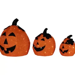 Outlet LED Jack O Lanterns Outdoor Decor, Set of 3 Halloween