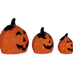 Outlet LED Jack O Lanterns Outdoor Decor, Set of 3 Halloween