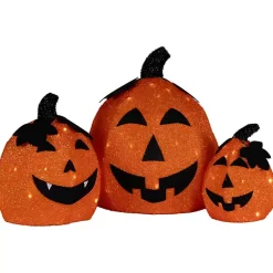 Outlet LED Jack O Lanterns Outdoor Decor, Set of 3 Halloween