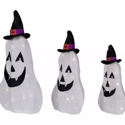 Sale LED Outdoor Jack O Lantern Ghost Trio, Set of 3 Halloween