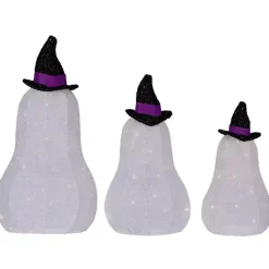 Sale LED Outdoor Jack O Lantern Ghost Trio, Set of 3 Halloween