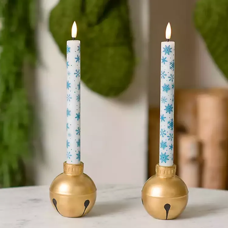 LED Snowflake Taper Candles, Set of 2 Flameless Candles