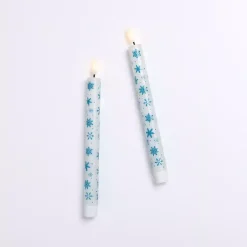 LED Snowflake Taper Candles, Set of 2 Flameless Candles