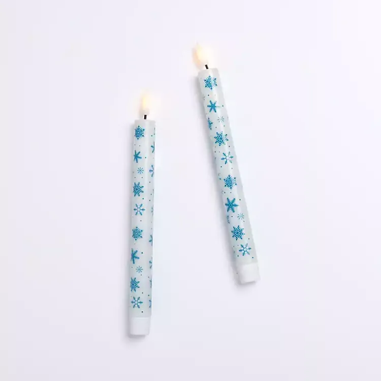 LED Snowflake Taper Candles, Set of 2 Flameless Candles