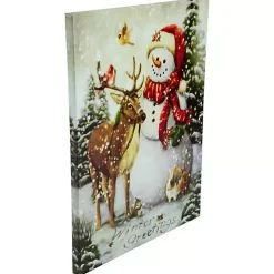 Discount LED Snowman & Reindeer Christmas Canvas Art Print Christmas Art & Wall Decor