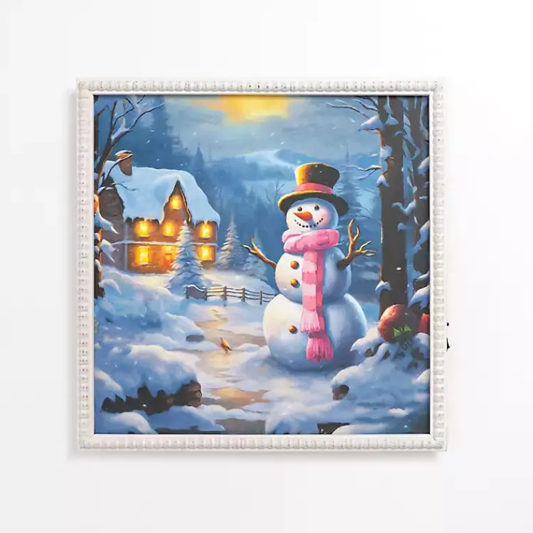New LED Snowman Beaded Framed Art Print Christmas Art & Wall Decor
