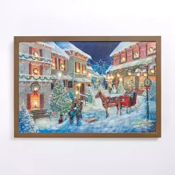 Discount LED Snowy Street Scene Framed Art Print Christmas Art & Wall Decor