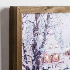 Discount LED Snowy Village Scene Canvas Art Print Christmas Art & Wall Decor