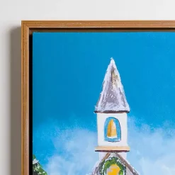 New LED White Church Christmas Canvas Art Print Christmas Art & Wall Decor