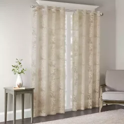 Kirklands Home Curtains & Drapes|Leilani Palm Leaf Curtain Panel, 63 in. Tan