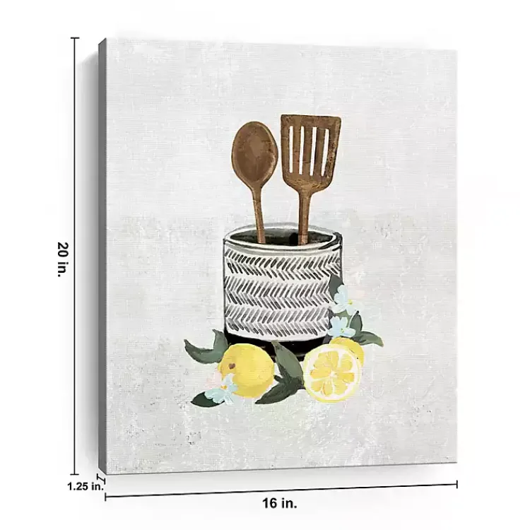 Kirklands Home Canvas Art|Lemon Kitchen Utensils Canvas Art Print