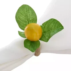 Kirklands Home Table Linens|Lemon Leaf Rope Napkin Rings, Set of 4