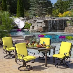 Kirklands Home Outdoor Cushions & Pillows|Lemon Leala Luxe Outdoor Dining Chair Cushion Yellow