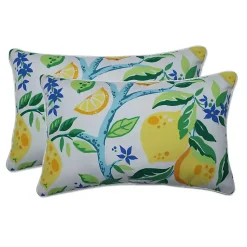 Kirklands Home Outdoor Cushions & Pillows|Lemon Vine Outdoor Lumbar Pillows, Set of 2