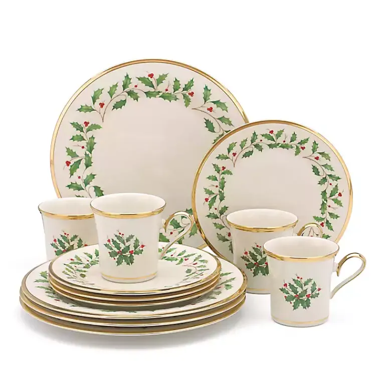 Discount Lenox Holly Gold Edge 12-pc. Dinnerware Set Christmas Dining & Entertaining