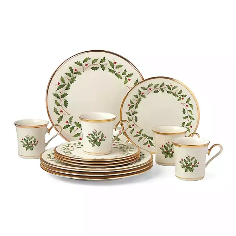 Discount Lenox Holly Gold Edge 12-pc. Dinnerware Set Christmas Dining & Entertaining