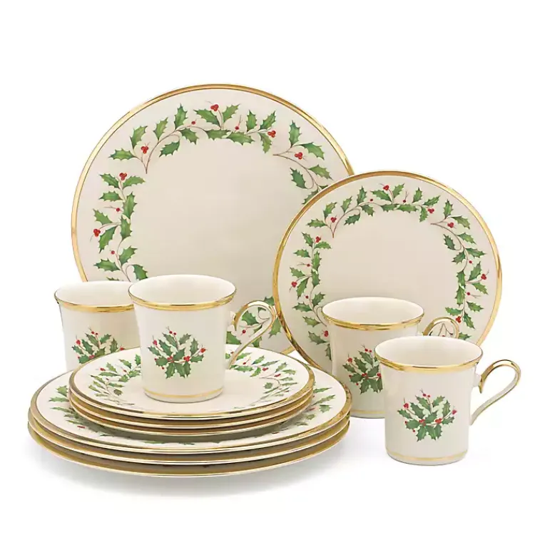 Discount Lenox Holly Gold Edge 12-pc. Dinnerware Set Christmas Dining & Entertaining